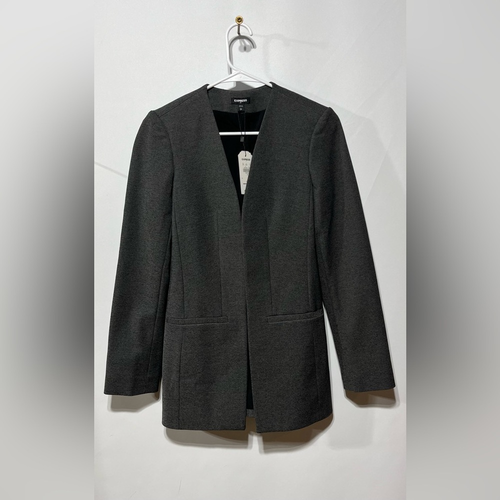 Express Charcoal Grey Open Front Blazer Women’s Size Small New with tags